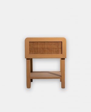 NATURAL NIGHTSTAND WITH RATTAN DRAWER